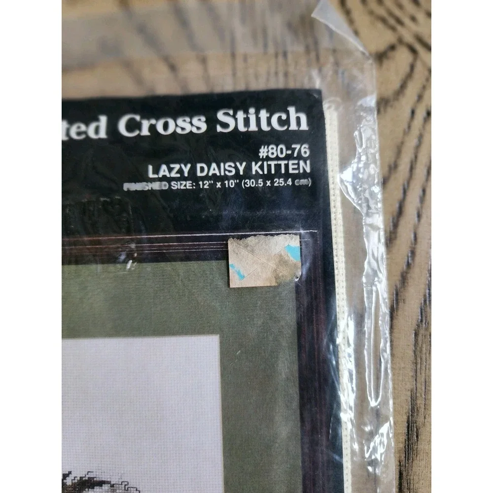Janlynn Counted Cross Stitch Kit Lazy Daisy Kitten Vintage 1991 New Cat